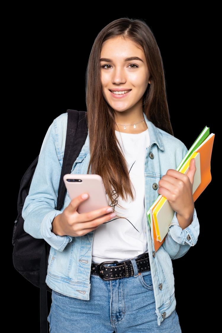 Student with card